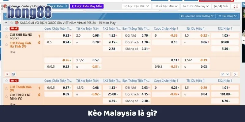 Kèo Malaysia với tỷ lệ cược hấp dẫn tại nhà cái