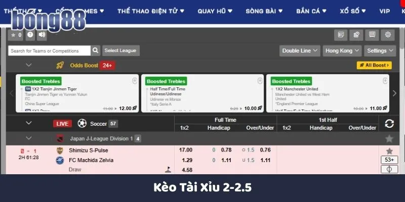 Kèo tài xỉu 2-2.5