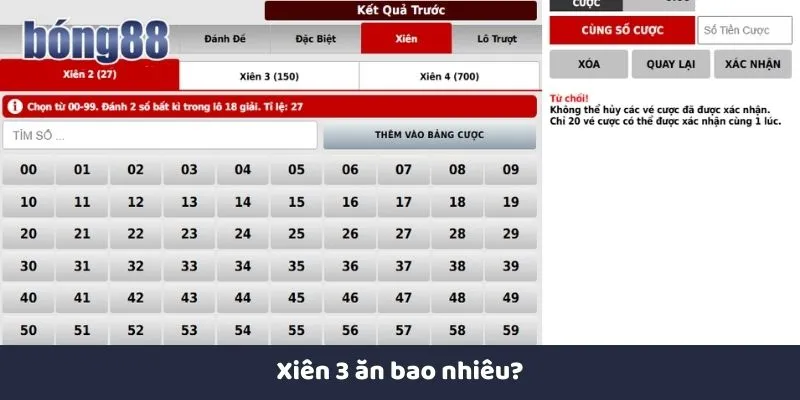 Xiên 3 Ăn Bao Nhiêu? Hướng Dẫn Đặt Cược Tại Bong88 Cược xiên 3 thu hút cược thủ nhờ khả năng sinh lời cao